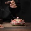 Handcrafted Blossoming Lotus Shape Ceramic Cone Incense Burner Holder | Lulu Incense