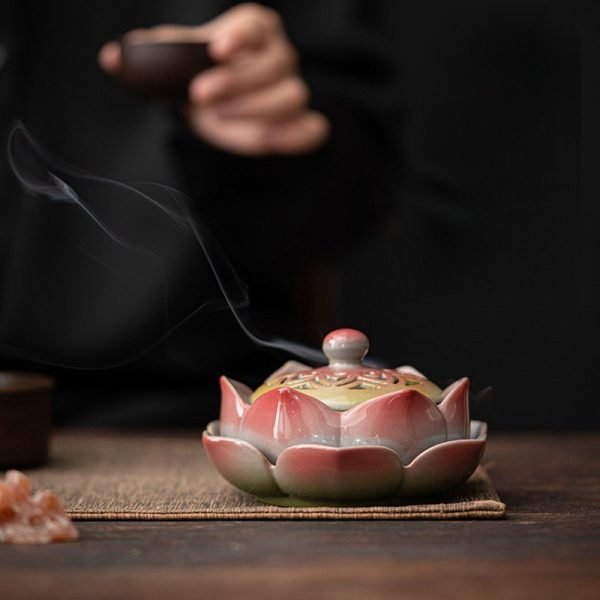 Handcrafted Blossoming Lotus Shape Ceramic Cone Incense Burner Holder | Lulu Incense