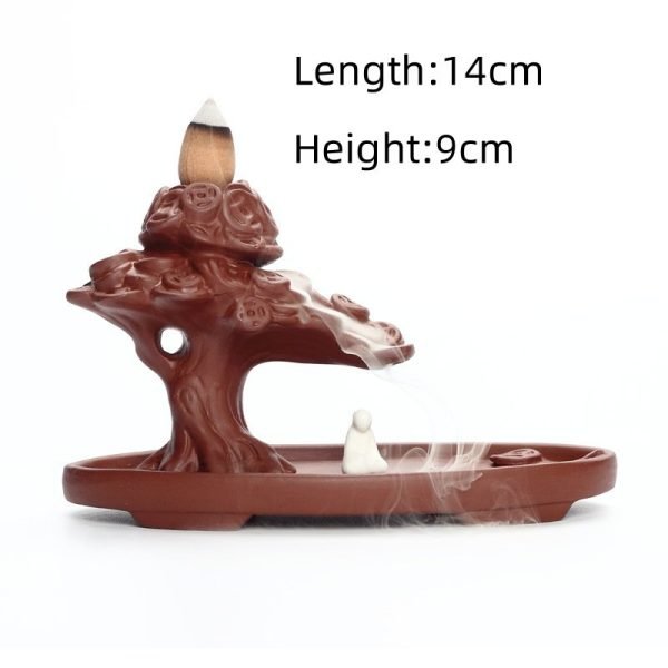 Handcrafted Money Tree Purple Clay Ceramic Backflow Incense Fountains Burner Waterfall for Sale