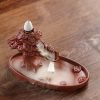 Handcrafted Money Tree Purple Clay Ceramic Backflow Incense Fountains Burner Waterfall for Sale