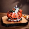 Handmade Ceramic Halloween Yellow Pumpkin Shaped Smoke Backflow Incense Cone Burner
