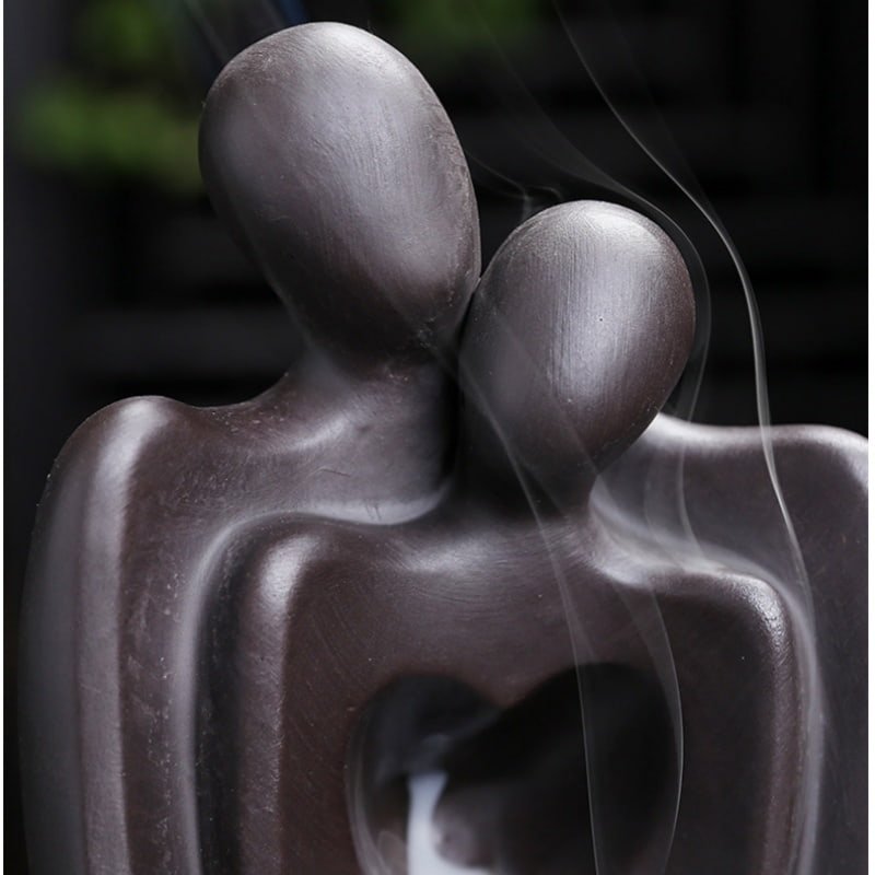 Blue Ceramic Hugging Couple Heart Waterfall Backflow Incense Burner for Valentine's Day Blue Ceramic Hugging Couple Heart Waterfall Backflow Incense Burner for Valentine's Day