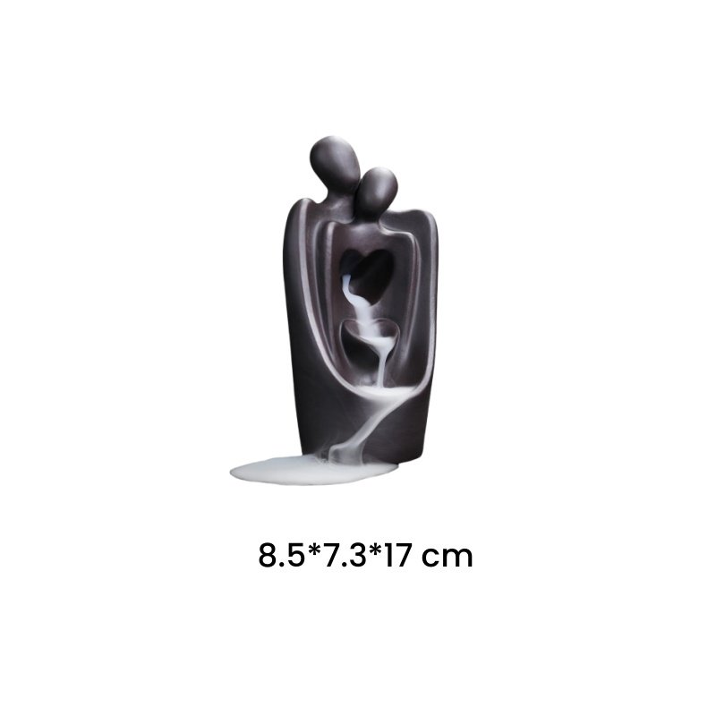 Blue Ceramic Hugging Couple Heart Waterfall Backflow Incense Burner for Valentine's Day Blue Ceramic Hugging Couple Heart Waterfall Backflow Incense Burner for Valentine's Day
