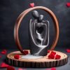 Handmade Purple Clay Couple Valentine's Day Smoke Backflow Waterfall Incense Fountain Holder