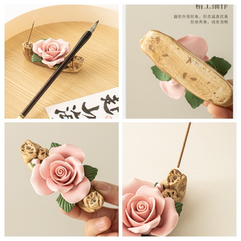 Handmade Rose Ceramic Scent Holder For Burning Incense Sticks Handmade Rose Ceramic Scent Holder for Burning Incense Sticks | Lulu Incense