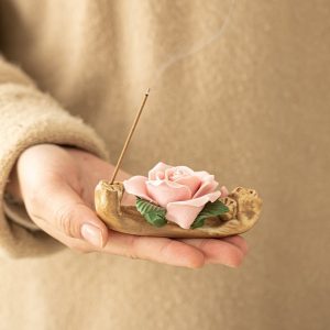 Handmade Rose Ceramic Scent Holder for Burning Incense Sticks | Lulu Incense