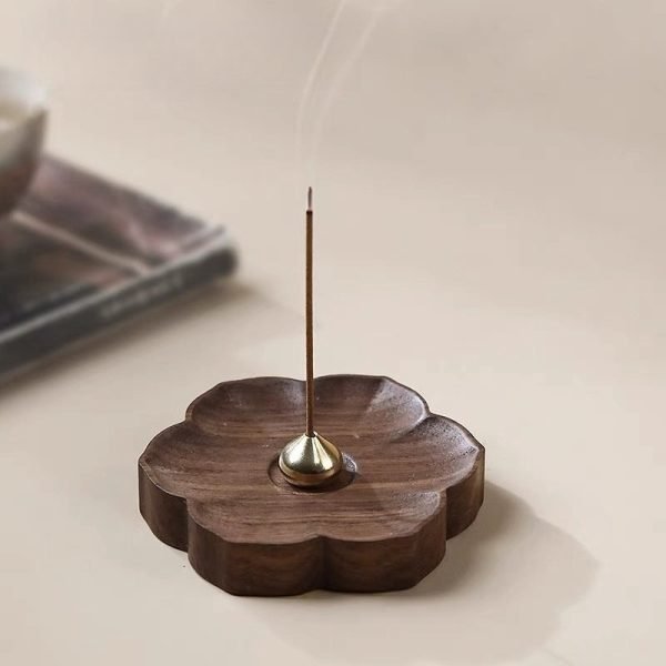 Handmade Walnut Cherry Blossom Shaped Wood Sticks Incense Burner | Lulu Incense