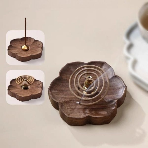 Handmade Walnut Cherry Blossom Shaped Wood Sticks Incense Burner | Lulu Incense