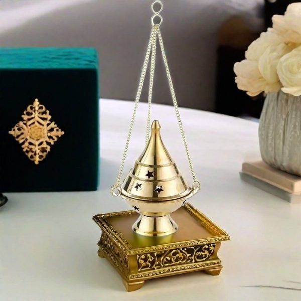 Hanging Indian Antique Brass Incense Censor Burner for Sale
