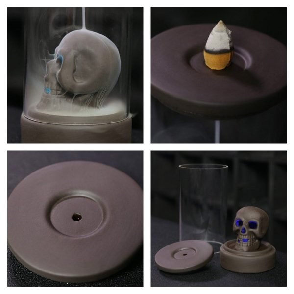 Handmade Ceramic Halloween Yellow Pumpkin Shaped Smoke Backflow Incense Cone Burner | Lulu Incense