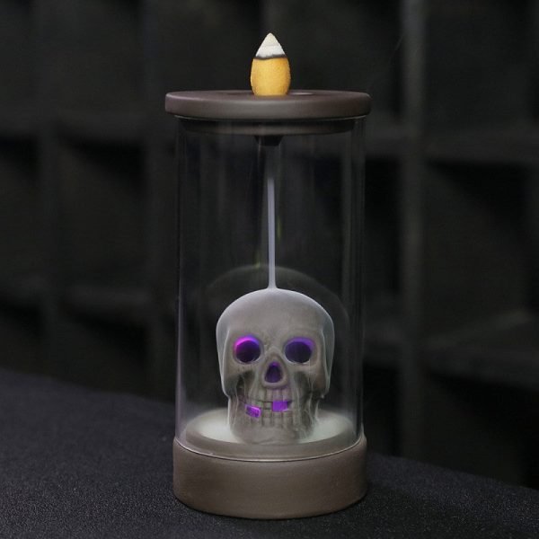 Handmade Ceramic Halloween Yellow Pumpkin Shaped Smoke Backflow Incense Cone Burner | Lulu Incense