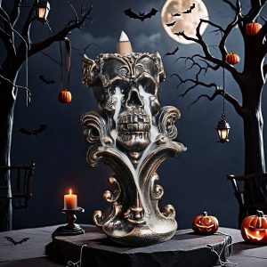 Horrible Skeleton Halloween Resin Backflow Incense Cone Burner Holder