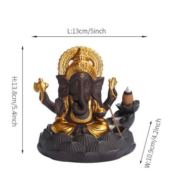 Indian Elephant Buddha Purple Clay Ceramic Backflow and Waterfall Incense Burner | Lulu Incense