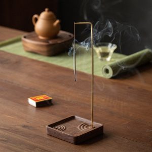 Inverted Black Walnut Wood Incense Burner Stick Holder for Sale | Lulu Incense