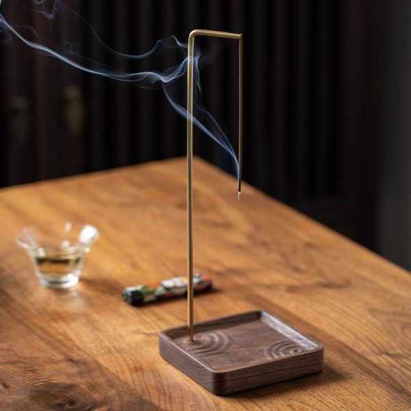 Inverted Black Walnut Wood Incense Burner Stick Holder for Sale | Lulu Incense