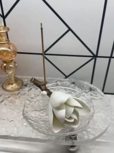 Ceramic White and Pink Magnolia Flower Bud Shape Stick Incense Burner Holder photo review
