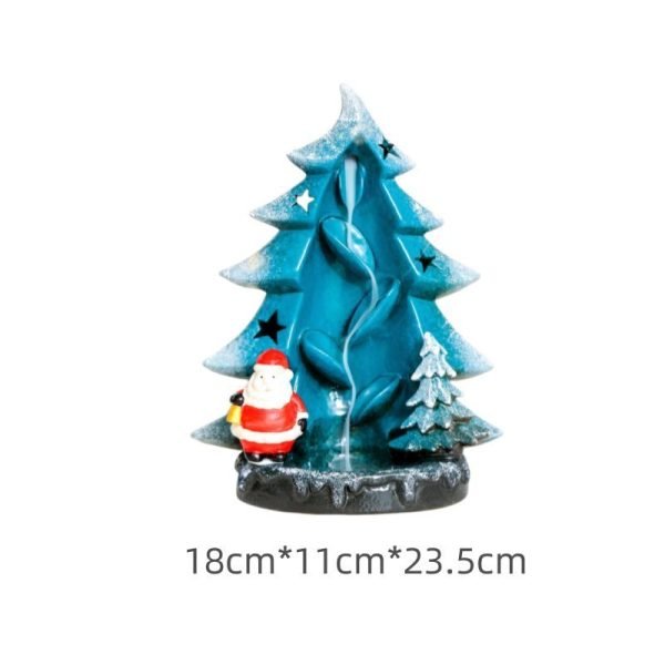 Large Blue and Brown Christmas Tree and Santa Claus Waterfall Backflow Incense Burner | Lulu Incense