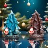 Large Blue and Brown Christmas Tree and Santa Claus Waterfall Backflow Incense Burner | Lulu Incense