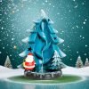 Large Blue and Brown Christmas Tree and Santa Claus Waterfall Backflow Incense Burner Lulu Incense -blue one