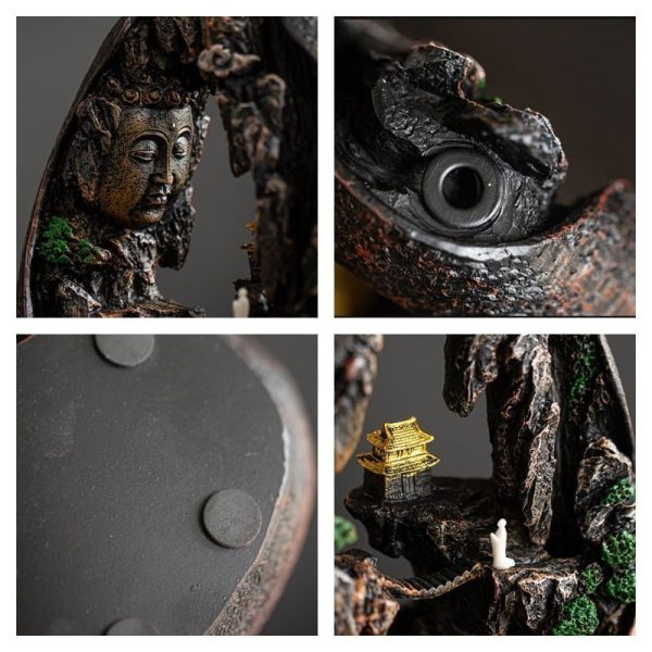 Large Buddha Integrated Unique Chinese Waterfall Backflow Incense Burner | Lulu Incense
