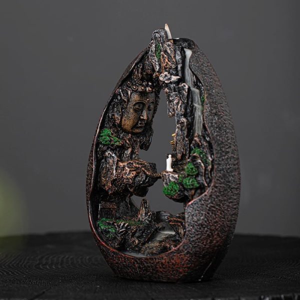 Large Buddha Integrated Unique Chinese Waterfall Backflow Incense Burner | Lulu Incense
