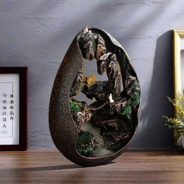 Large Buddha Integrated Unique Chinese Waterfall Backflow Incense Burner