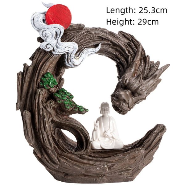 Large Buddha and Dragon Smoke Waterfall Backflow Incense Burner Holder for Sale | Lulu Incense