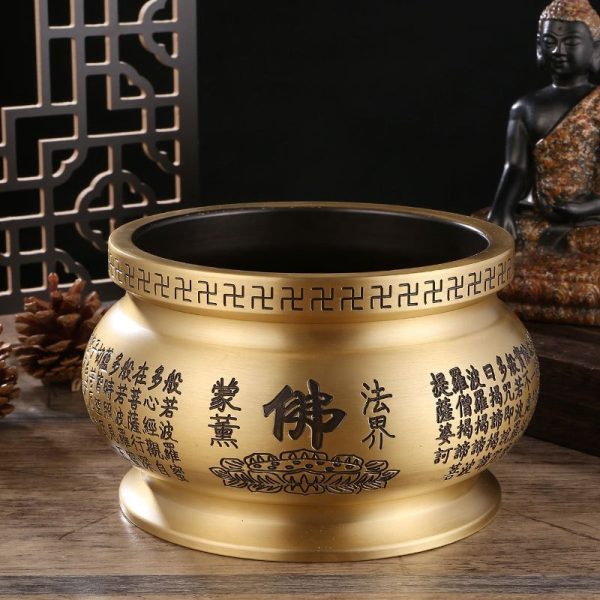 Large Buddha Zen Scriptures Antique Buddha-Like Brass Incense Burner Holder | Lulu Incense