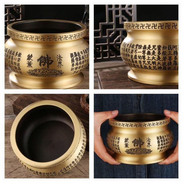 Large Buddha Zen Scriptures Antique Buddha-Like Brass Incense Burner Holder | Lulu Incense