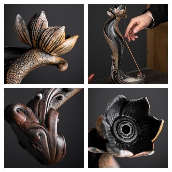 Unique Large Vintage Lotus Smoke Backflow and Waterfall Incense Burner for Sale | Lulu Incense