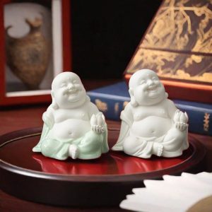 Laughing Seated Maitreya Buddha Incense Stick Burner Holder Indicating Good Luck