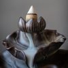 Lotus Leaf-Shaped Vintage Ceramic Chinese Waterfall Backflow Reverse Incense Fountain Burner