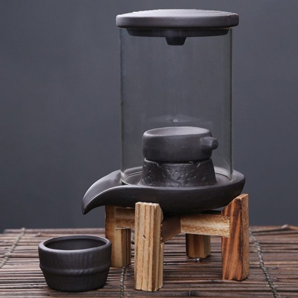 Millstone-Shaped Smoke Backflow and Waterfall Incense Burner with Wooden Stand | Lulu Incense