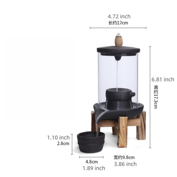 Millstone-Shaped Smoke Backflow and Waterfall Incense Burner with Wooden Stand | Lulu Incense