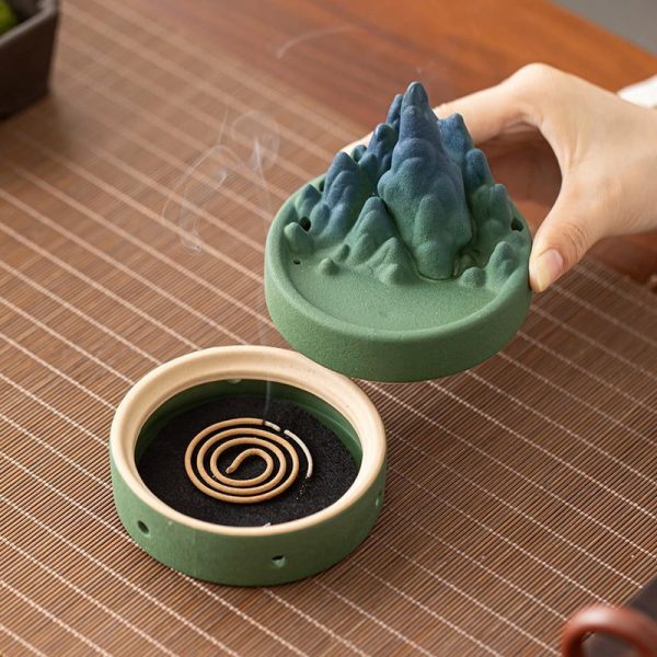 Japanese Style Vintage Mountain Landscape Shape Cone Incense Burner Holder | Lulu Incense