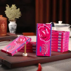 Natural Hand Rolled Short Thick Fresh Rose Fragrance Indian Incense with Sticks