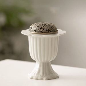 Pedestal Flower Rim Ceramic Incense Cone Burner Holder for Sale | Lulu Incense