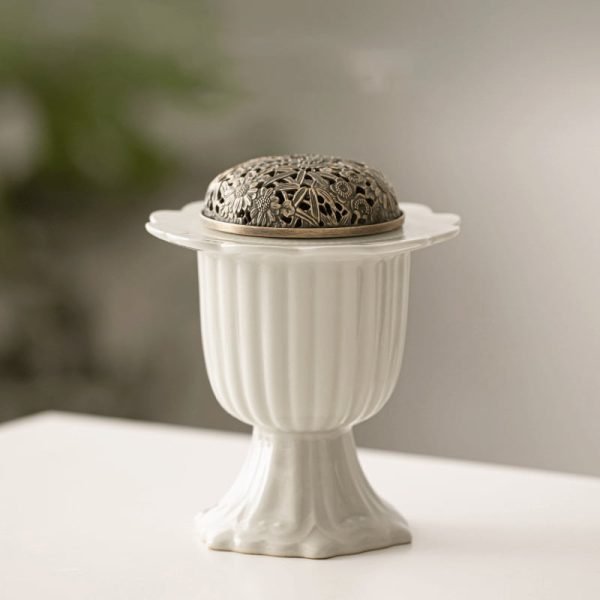 Pedestal Flower Rim Ceramic Incense Cone Burner Holder for Sale | Lulu Incense