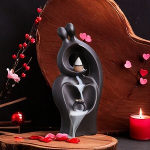 Purple Clay Couple with Finger Ring Valentine's Day Smoking Backflow Waterfall Incense Burner