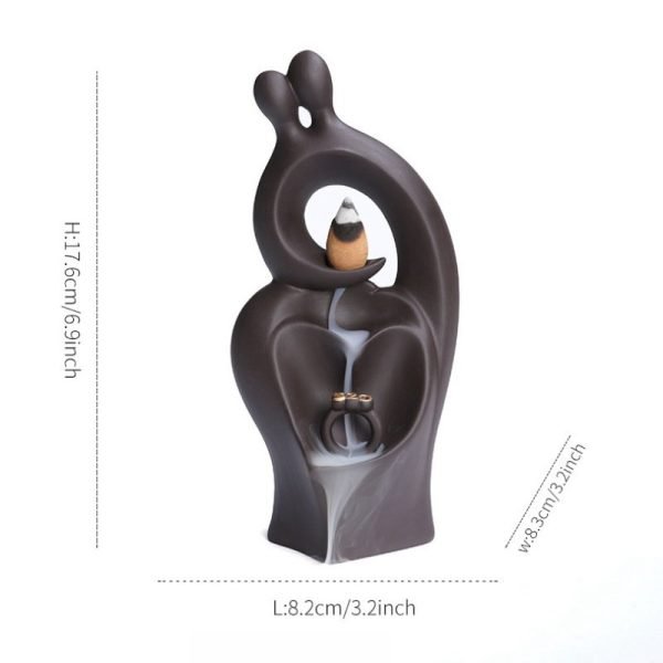 Blue and Brown Heart Shaped Valentine's Day Waterfall Backflow Incense Burning Holder | Lulu Incense
