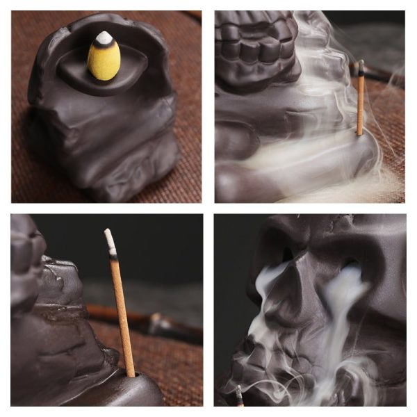 Handmade Ceramic Halloween Yellow Pumpkin Shaped Smoke Backflow Incense Cone Burner | Lulu Incense