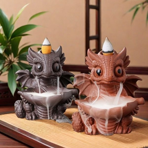 Quirky Dinosaur Dragon Ceramic Waterfall Backflow Incense Burner