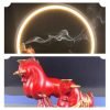 Red Cow Resin Backflow Scent Incense Burner with Electric LED Lighting | Lulu Incense