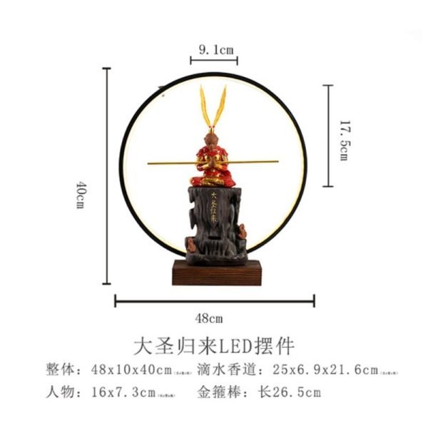 Red Monkey King Purple Clay and Wooden Foundation Incense Waterfall Burner with LED Light | Lulu Incense
