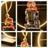 Red Monkey King Purple Clay and Wooden Foundation Incense Waterfall Burner with LED Light | Lulu Incense