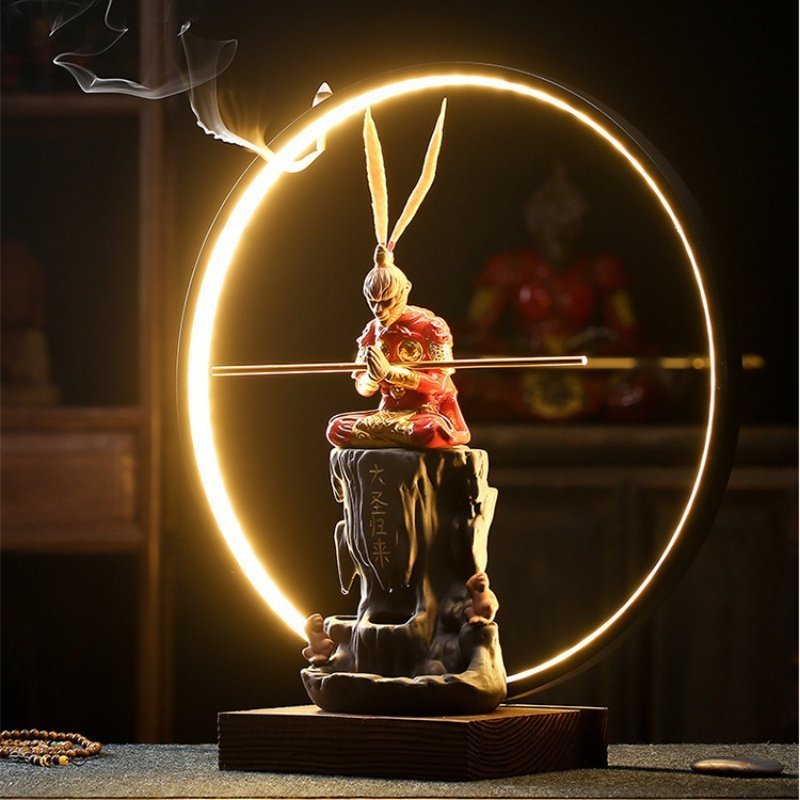 Red Monkey King Purple Clay And Wooden Foundation Incense Waterfall Burner With Led Light Red Monkey King Purple Clay and Wooden Foundation Incense Waterfall Burner with LED Light | Lulu Incense