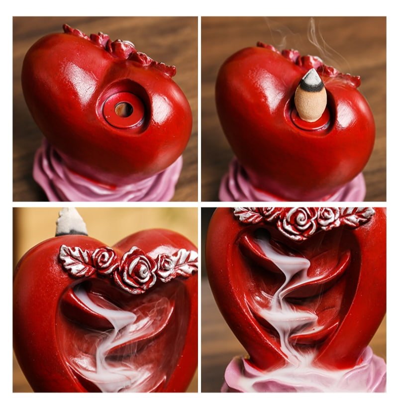 Blue Ceramic Hugging Couple Heart Waterfall Backflow Incense Burner for Valentine's Day Blue Ceramic Hugging Couple Heart Waterfall Backflow Incense Burner for Valentine's Day