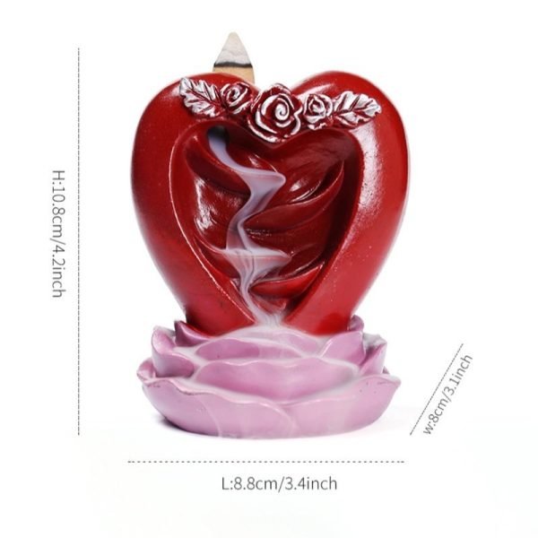 Blue Ceramic Hugging Couple Heart Waterfall Backflow Incense Burner for Valentine's Day