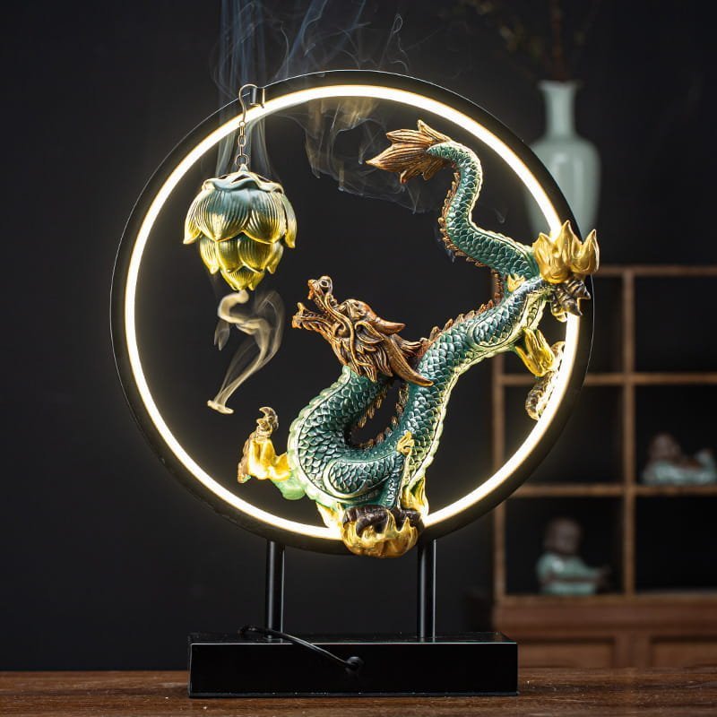 Elegant Purple Clay Dragon Play with Pearl Backflow Incense Holder