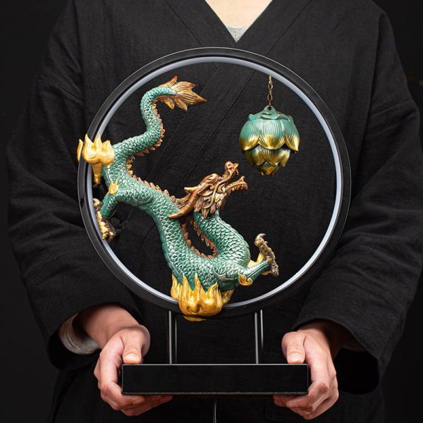 Elegant Purple Clay Dragon Play with Pearl Backflow Incense Holder